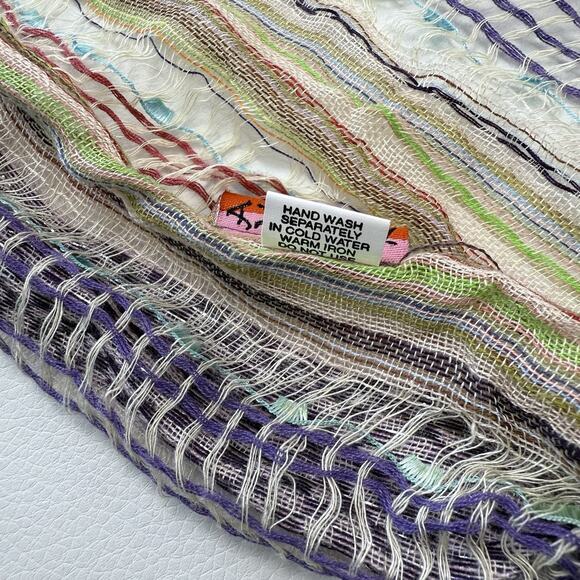 Loose Weave Scarf Wrap‎ Multicolor Fringe 100% Cotton Lightweight Boho 65" x 16" - Picture 5 of 5